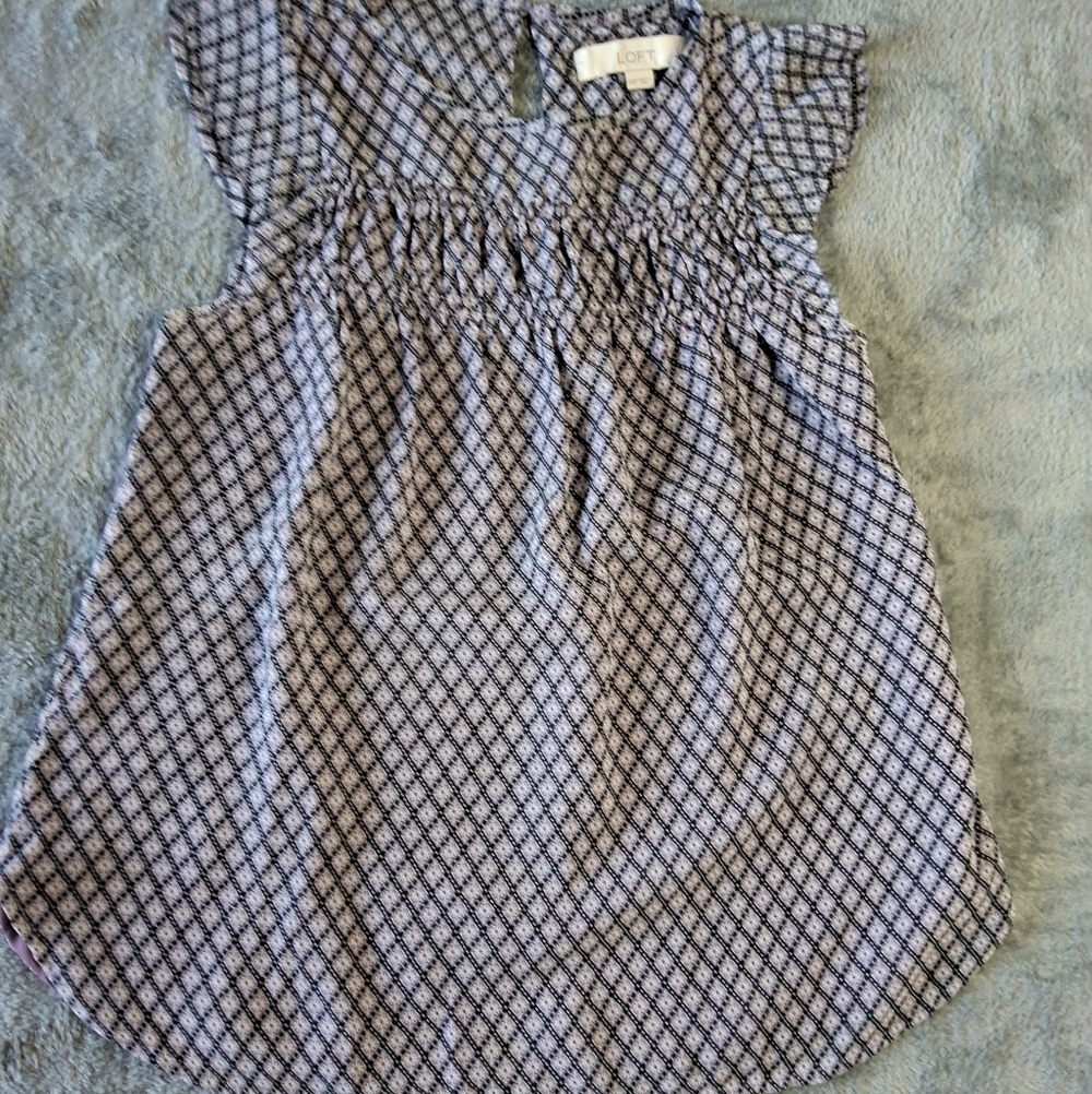 Womens Loft Petites Sheer Sleeveless Lined Blouse Navy And‎ Purple Size XXSP